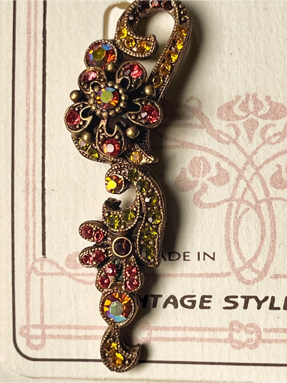 Sweet Romance Floral Cluster Rhinestone Long Earrings Vintage 90’s